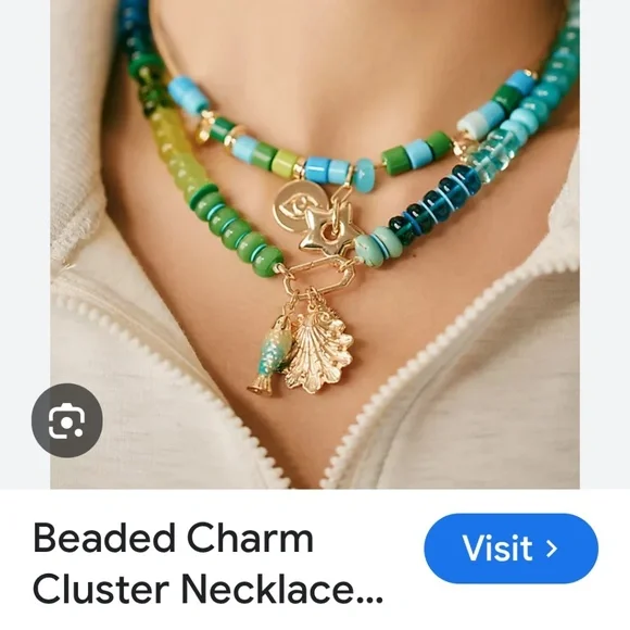 NWT Anthropologie Beaded Charm Cluster Necklace | Org 58 - Picture 5 of 5